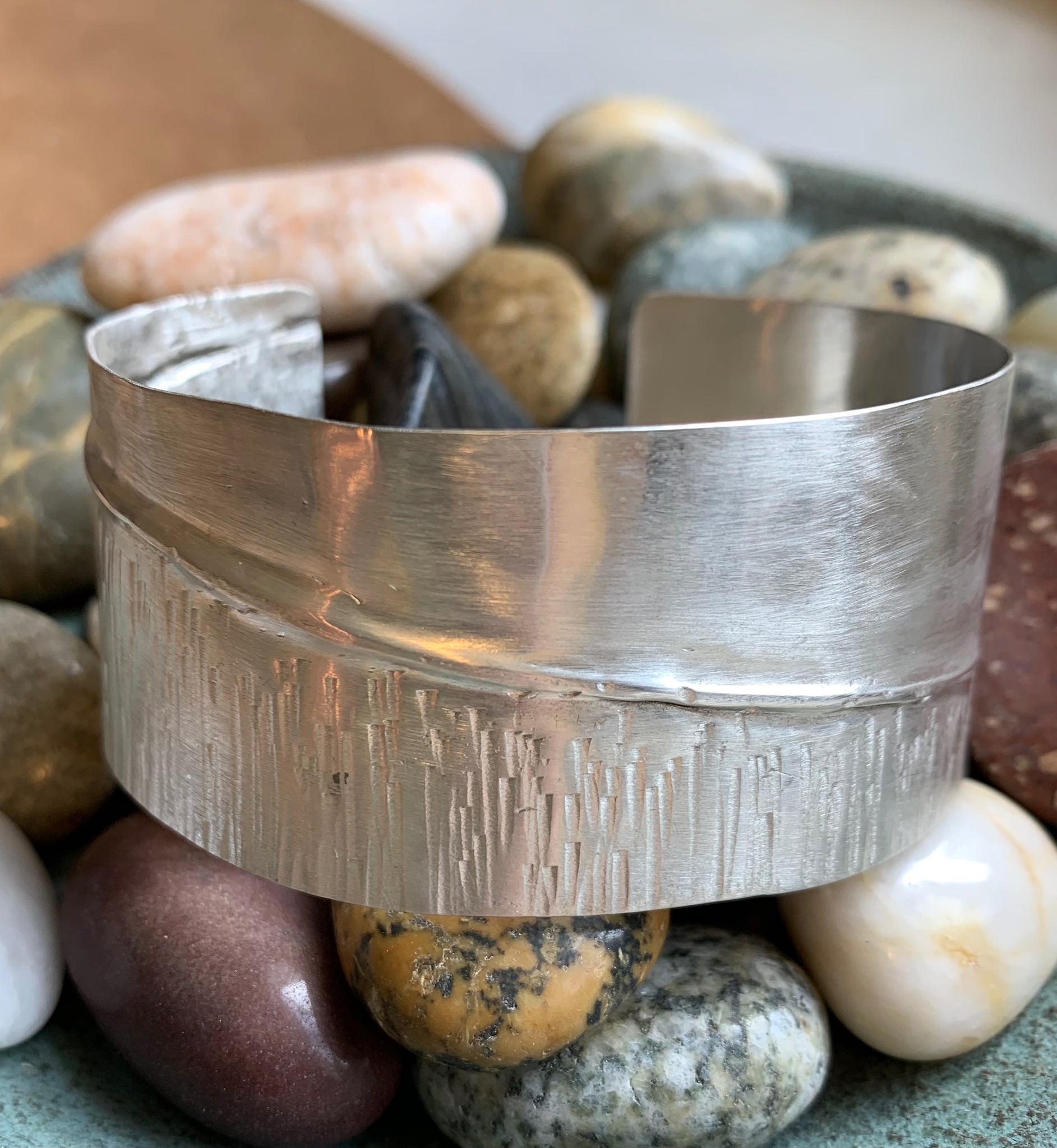 sterling silver cuff with texture