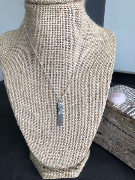 Hammered and satin finish bar necklace 