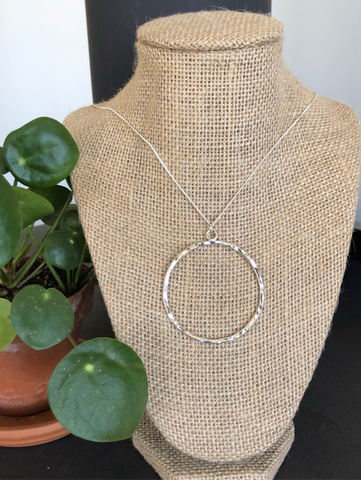circle of love sterling silver hoop necklace
